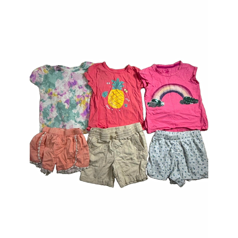 Girls Clothing Lot 6pc Size 4 5T 6 6X Cat & Jack Hatley Pekkie Shorts Shirts